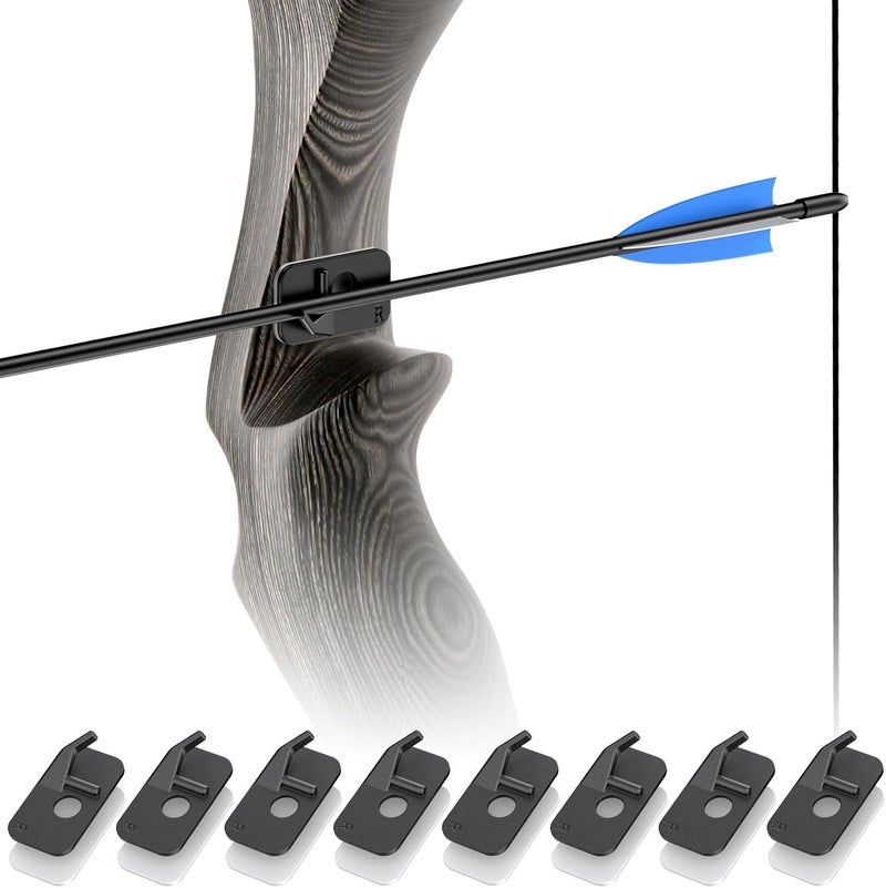 Pawfly 8 Pcs Arrow Rest for Recurve Bows, Right Hand Archery Arrow Rest with Adhesive Back, Plastic Recurve Bow Arrow Rest, Recurve Bow Accessories for Hunting Shooting Targeting, Black - Image 1